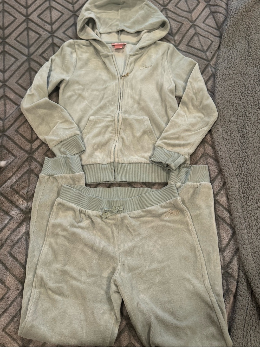 NWOT Juicy Couture Light Sage Velour Hoodie & Joggers Set 8/10